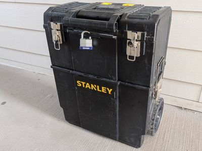 Stanley 2-in-1 Mobile Work Center Rolling Tool Box | Black & Yellow