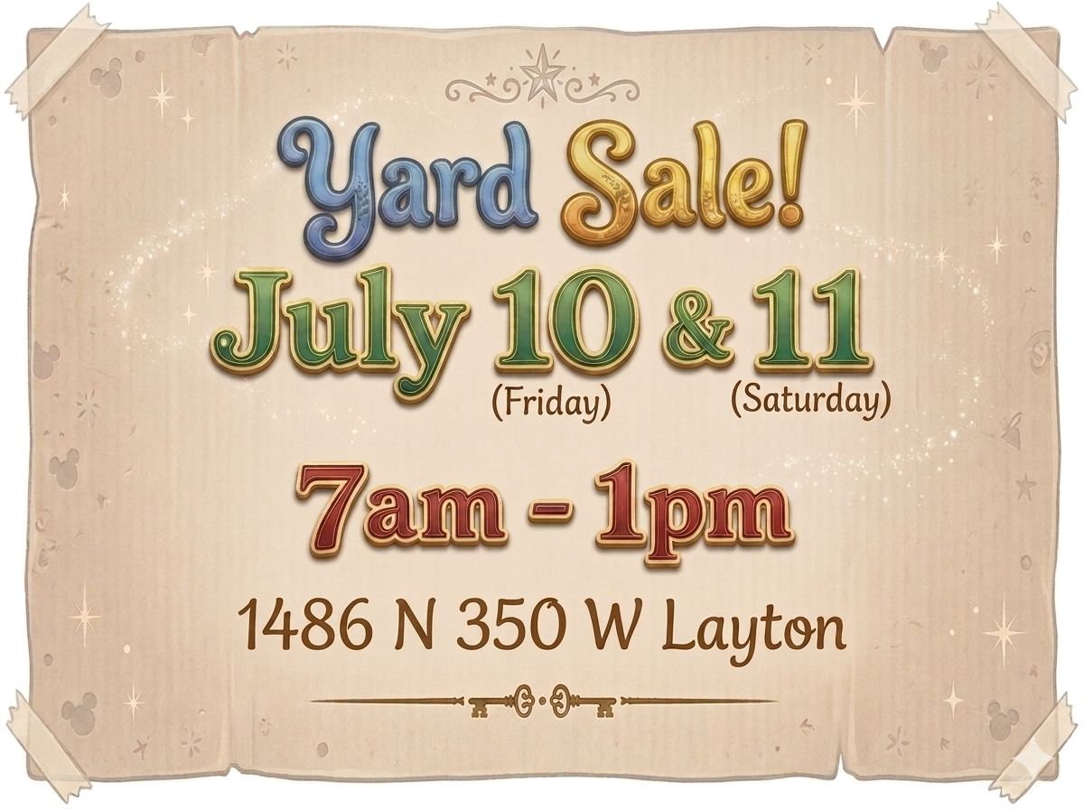 Yard Sale! July 10 & 11 (Friday & Saturday) 7 AM - 1 PM - Layton, UT