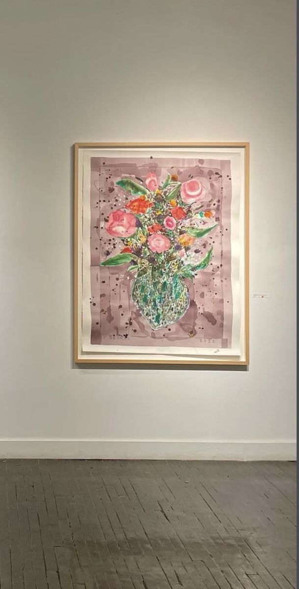 Jeff Sedrel “Cascade 3” Original 2022 Floral Painting 58x45 Framed Contemporary Art