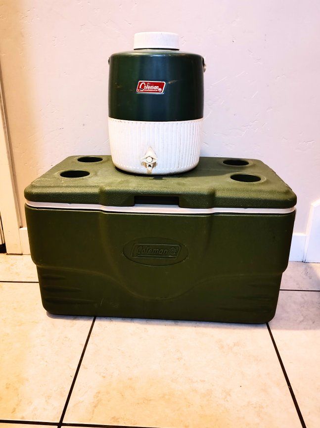 Coleman Cooler and Water Jug