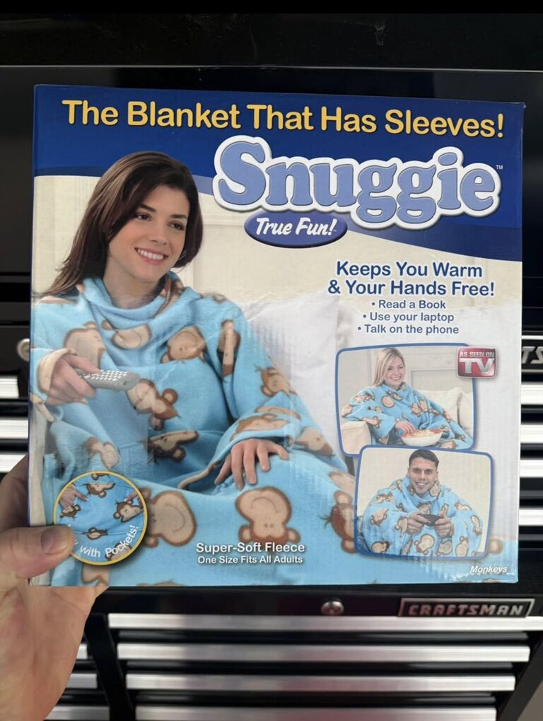 New Adult Snuggle sleeved blanket. Monkey face