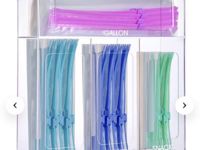 Clear Ziplock Bag Storage Organizer - Gallon, Quart, Sandwich, Snack Dispenser, new
