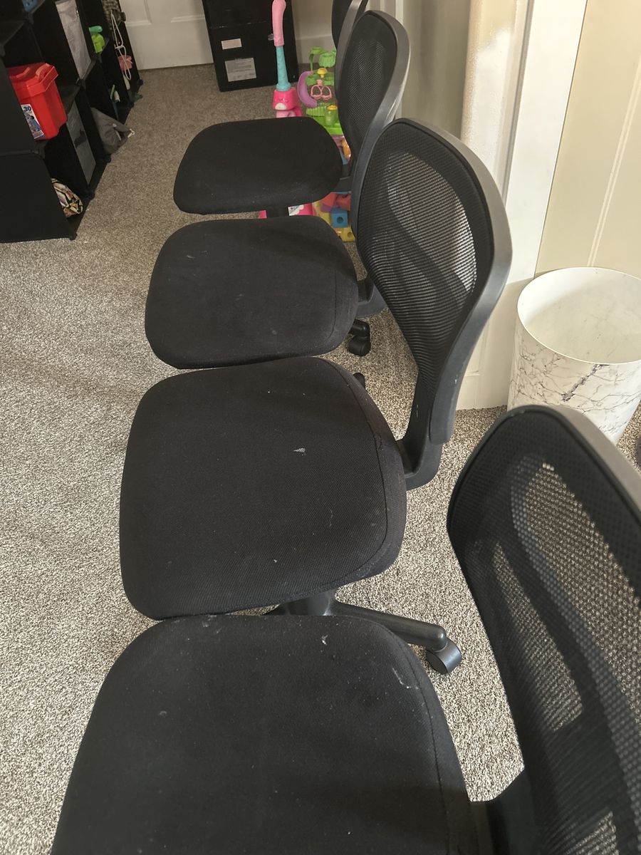Black Mesh Back Office Chairs - Set of 4 Swivel, Adjustable Height