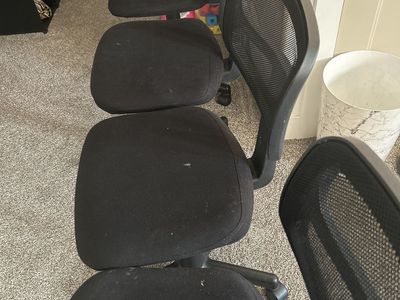 Black Mesh Back Office Chairs - Set of 4 Swivel, Adjustable Height