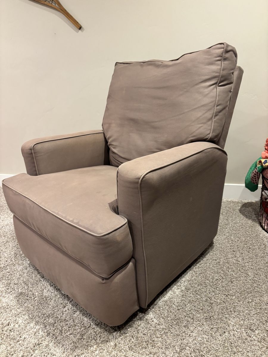 Used Beige Recliner Chair - Comfortable Fabric Reclining/Swivel Armchair