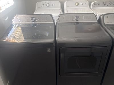 GE Profile Top Load Washer & Dryer Set - Dark Grey/Black - Electric