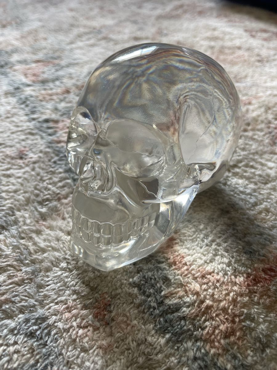 Clear Glass Skull Figurine Disney World Indiana Jones Decor Paperweight