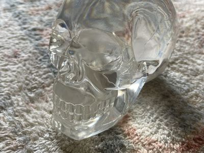 Clear Glass Skull Figurine Disney World Indiana Jones Decor Paperweight