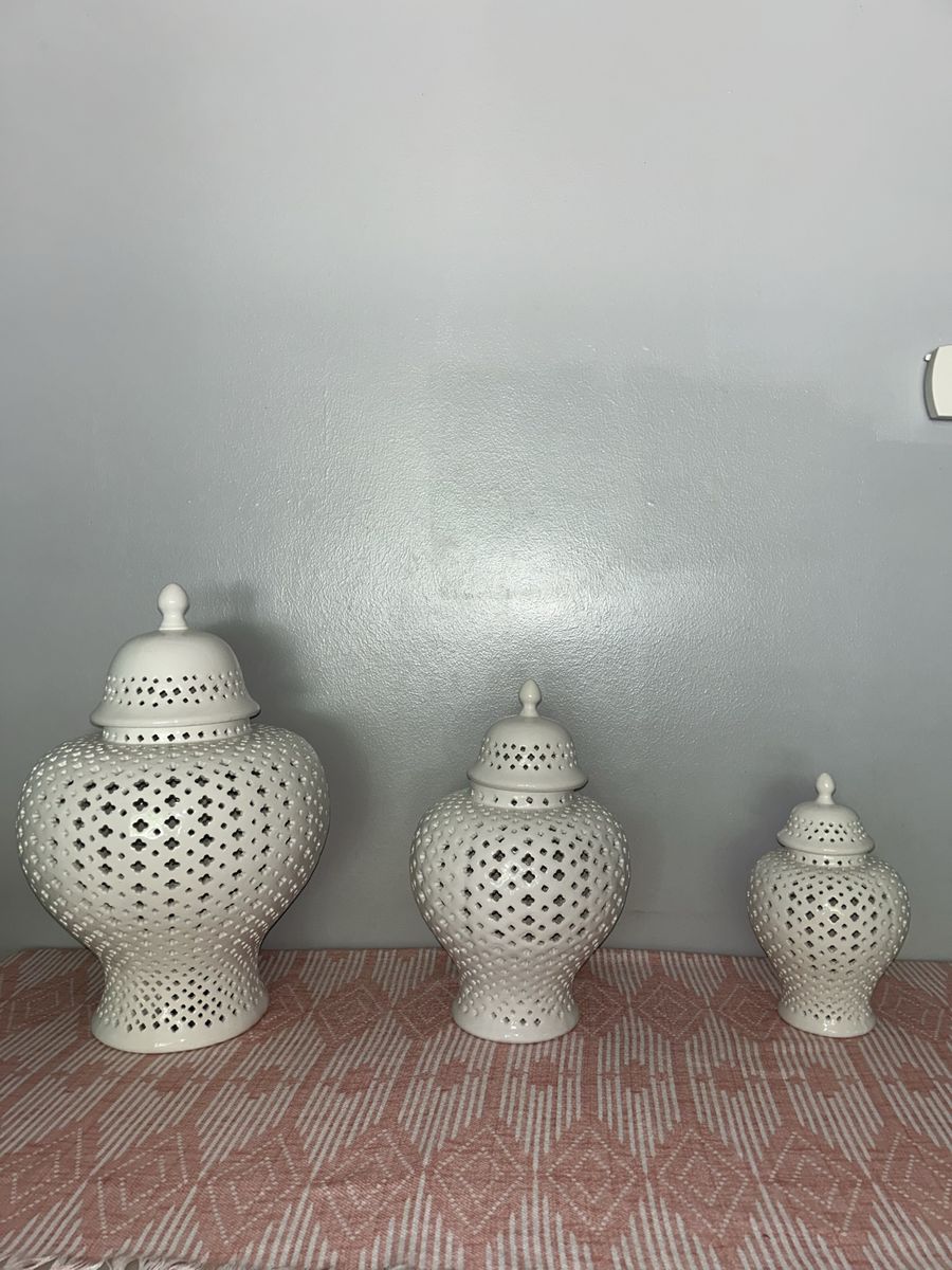 Handmade Lattice Ginger Decorative Jars with Lids - Set of 3 (Large, Medium & Small) $100 OBO