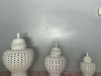 Handmade Lattice Ginger Decorative Jars with Lids - Set of 3 (Large, Medium & Small) $100 OBO