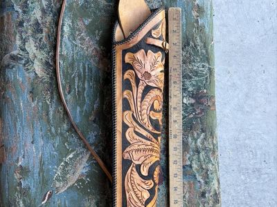Vintage Hand-Tooled Floral Leather Quiver with Shoulder Strap