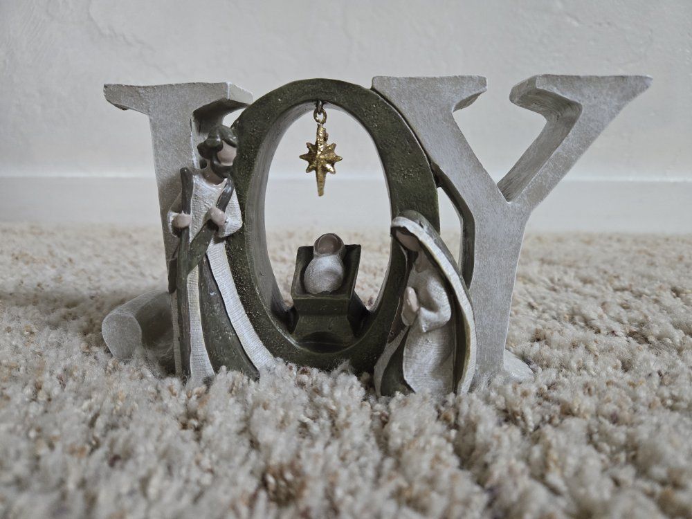 JOY Nativity Tabletop Sign Christmas Decor