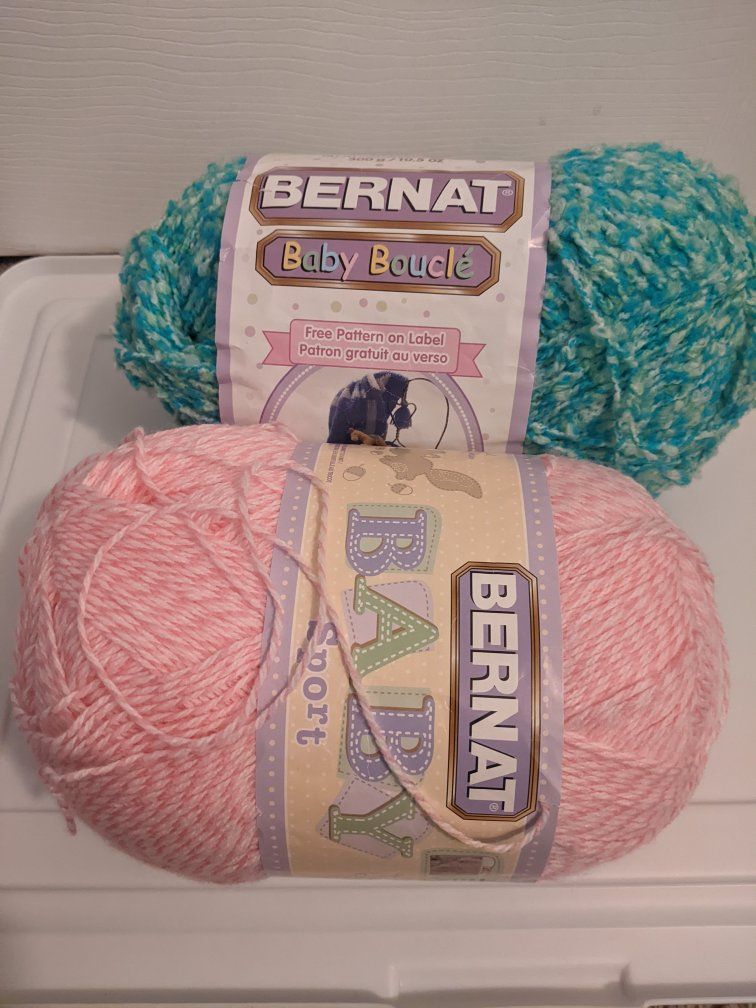 Bernat Baby Sport Yarn & Bernat Boucle Bear Yarn 2 Skeins