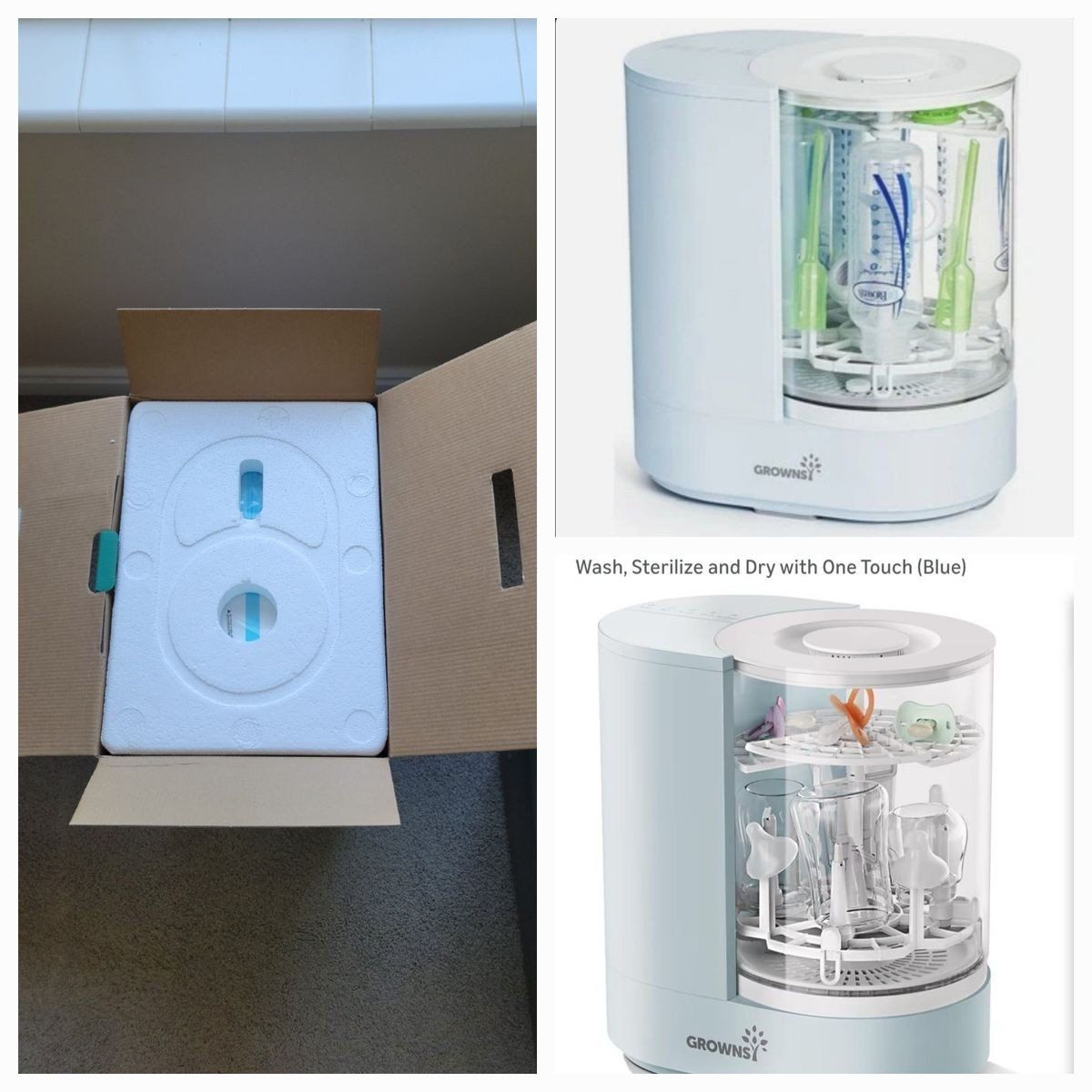 GROWNSY Automatic Baby Bottle Washer, Sterilizer & Dryer - Double-Layered, Effortless Cleaning
