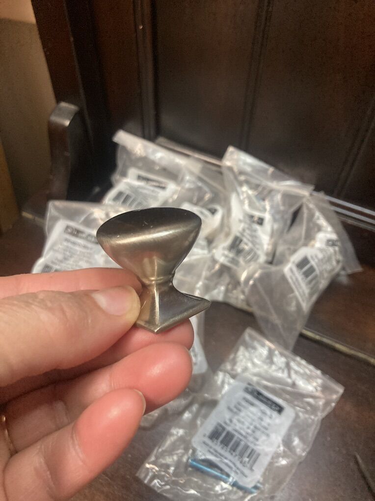 7 Satin Nickel Cabinet Drawer Knob Square Base