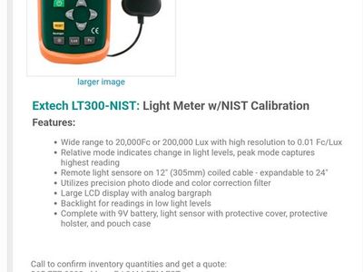 Extech LT300-NIST: Light Meter w/NIST Calibration Features