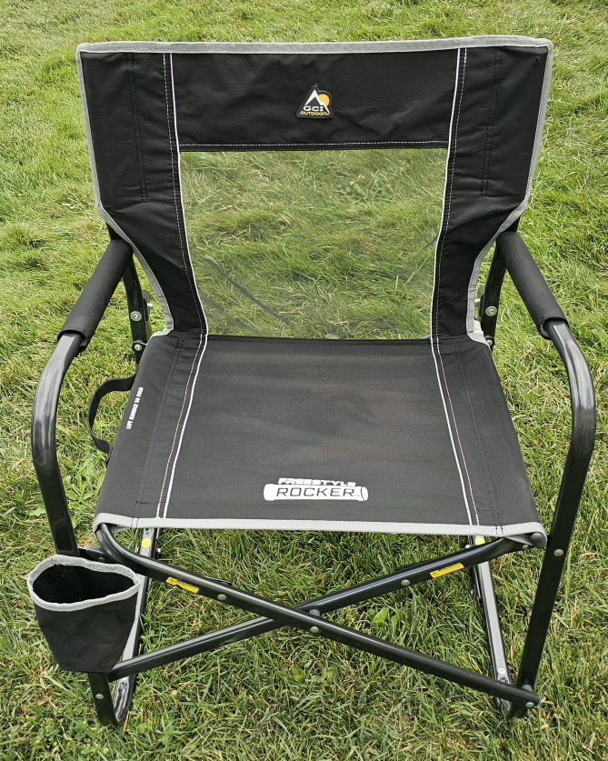 GCI Outdoor Freestyle Rocker Portable Folding Chair Black with Cup Holder