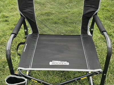 GCI Outdoor Freestyle Rocker Portable Folding Chair Black with Cup Holder