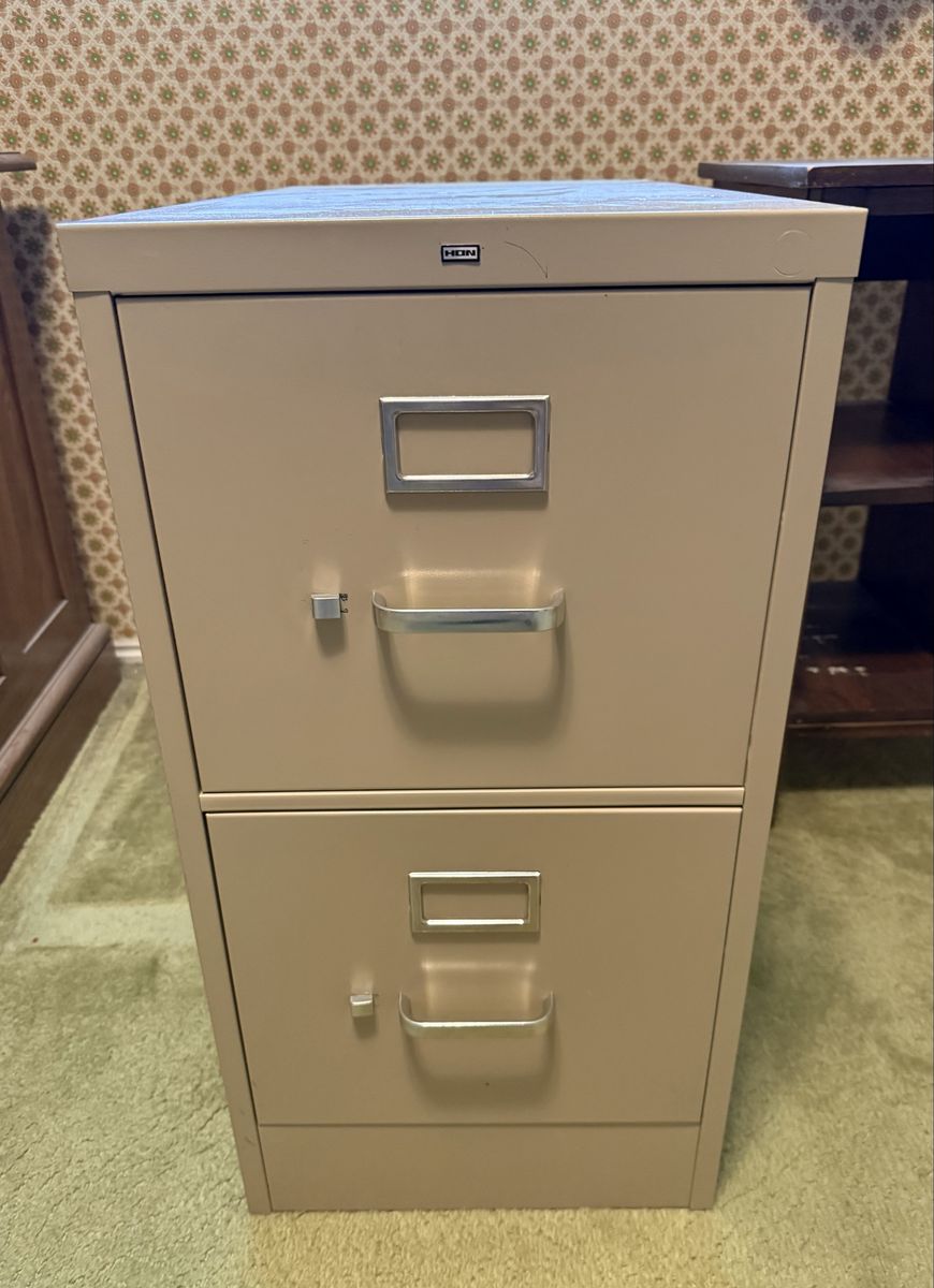 Free - HON 2-Drawer Metal Filing Cabinet - Light Tan, Office Storage