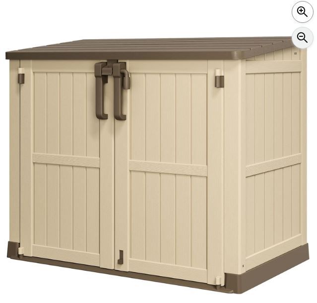 NEW! Outdoor Horizontal Storage Shed 36 Cu Ft  Resin - Light Brown/Light Beige