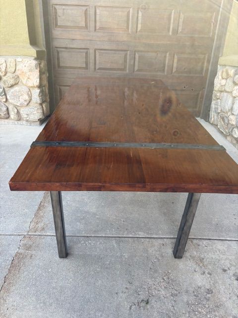 Large Solid Wood Table and Steel Dining Table