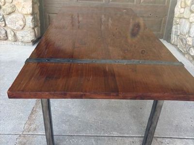 Large Solid Wood Table and Steel Dining Table