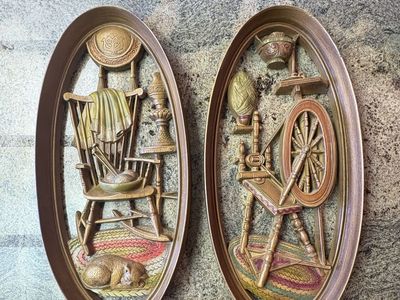 Vintage Burwood 1965 Colonial Wall Plaques – Matching Pair – Made in USA $60/both in Draper