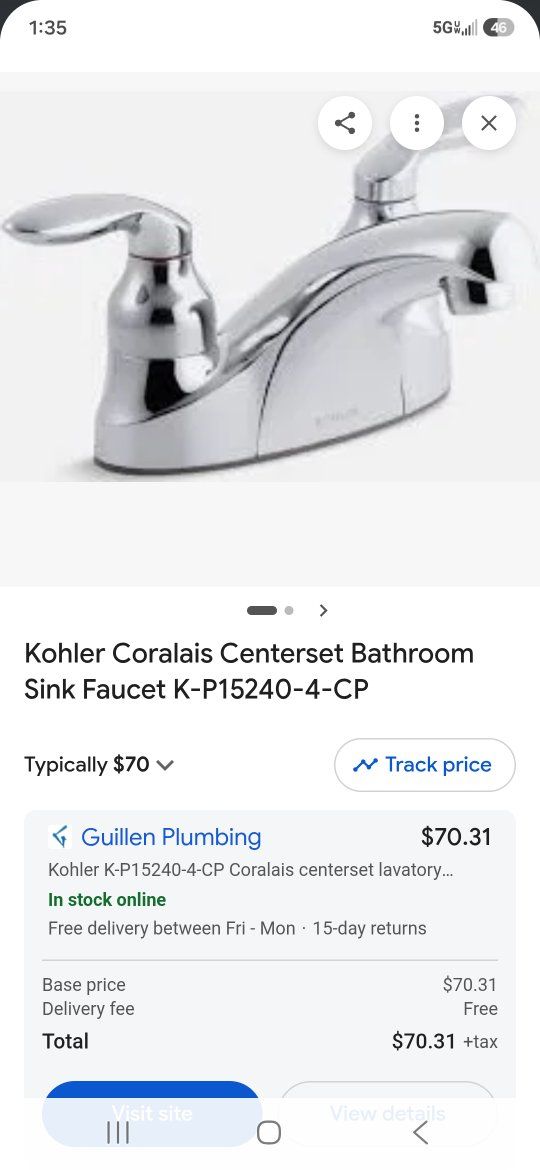 Kohler Coralais K-P15240-4-CP Centerset Bathroom Sink Faucet, Chrome Finish