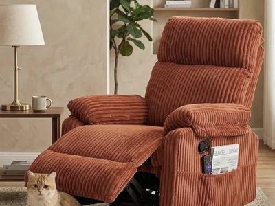 New R2562SG Orange Corduroy Recliner Chair with Swivel Base and 300lb Capacity