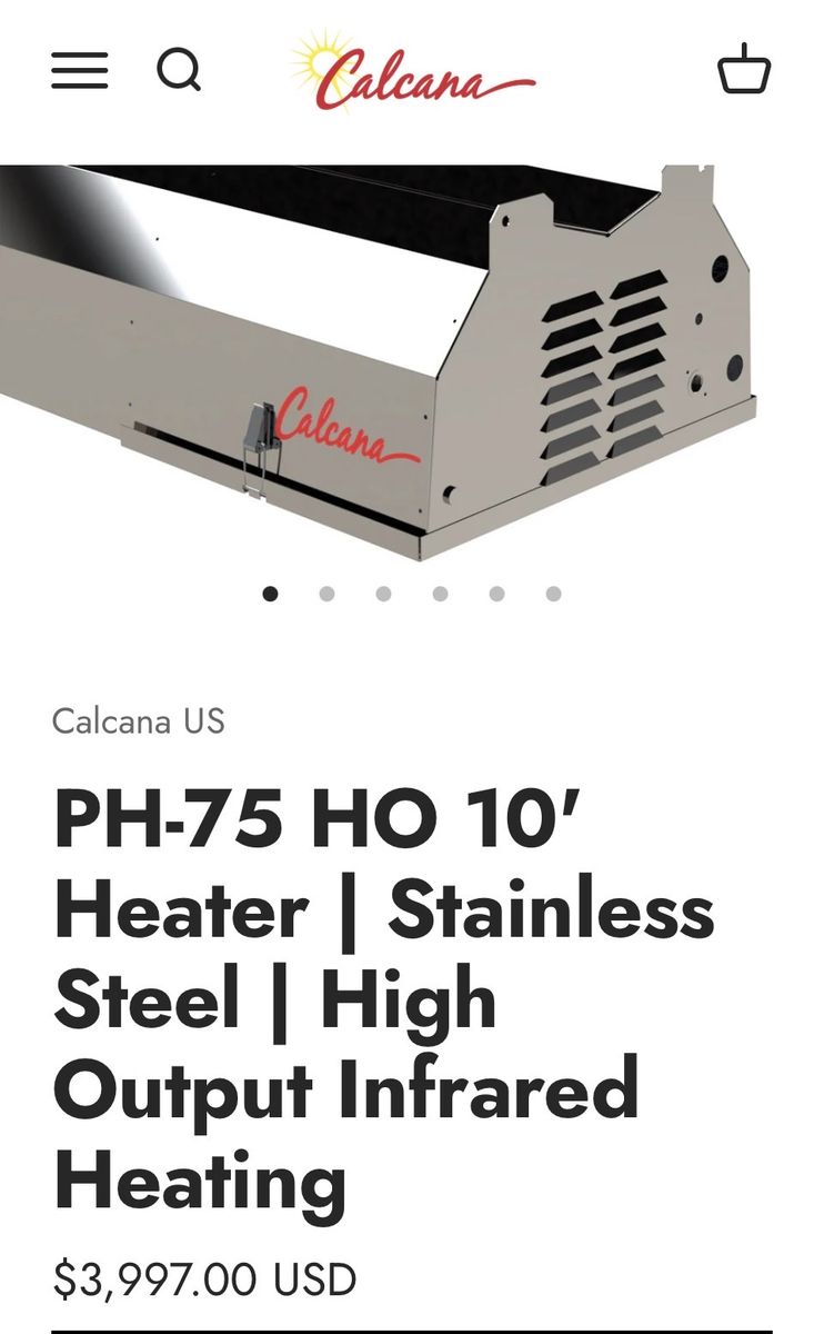 Patio heater - Calcana PH-75 HO 10’ long