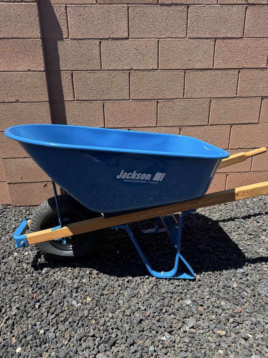 New Heavy-Duty Steel Wheelbarrow with Wooden Handles