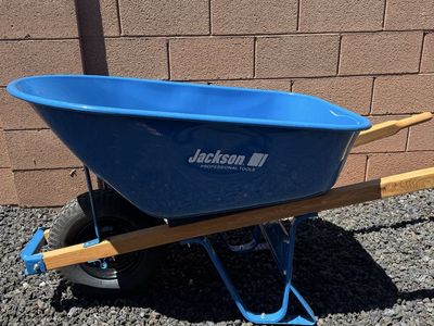 New Heavy-Duty Steel Wheelbarrow with Wooden Handles