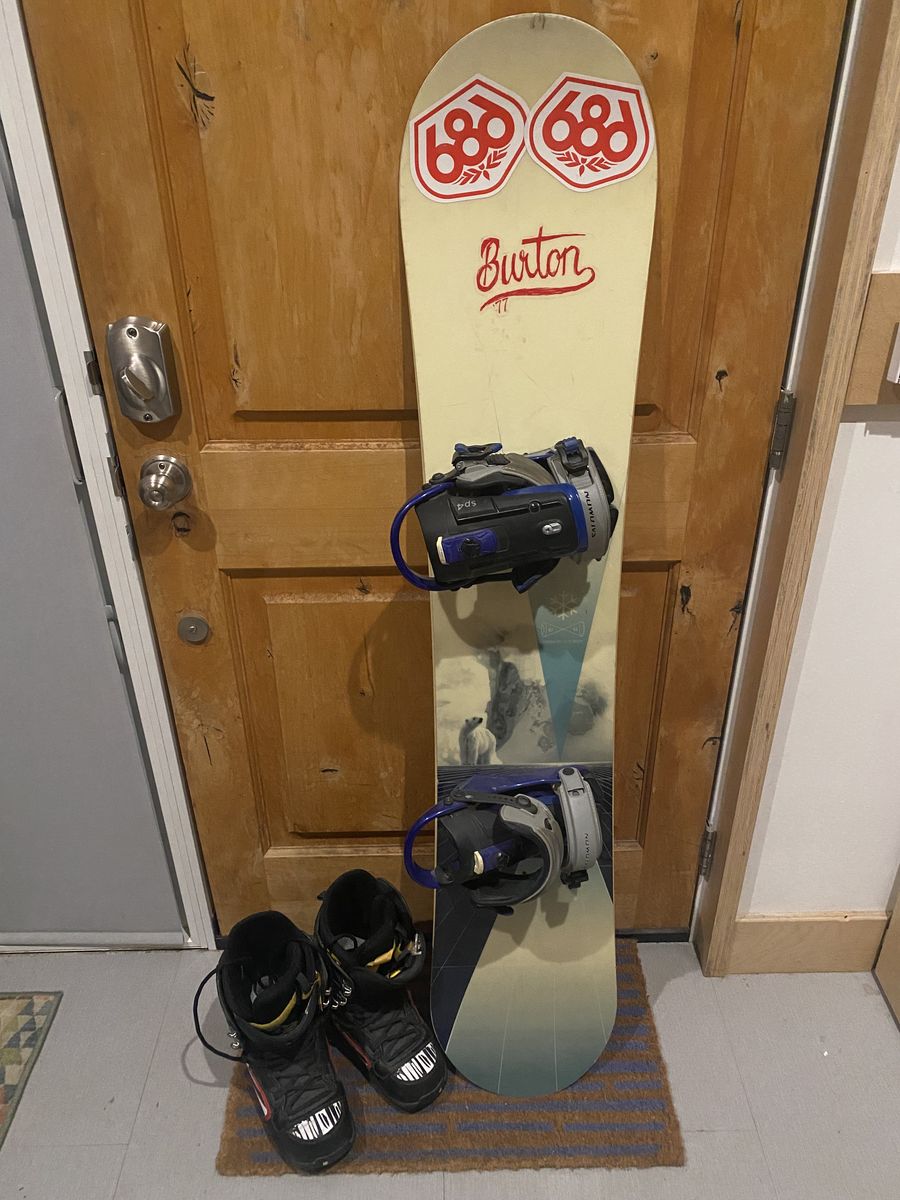 Snowboard with Bindings and Boots