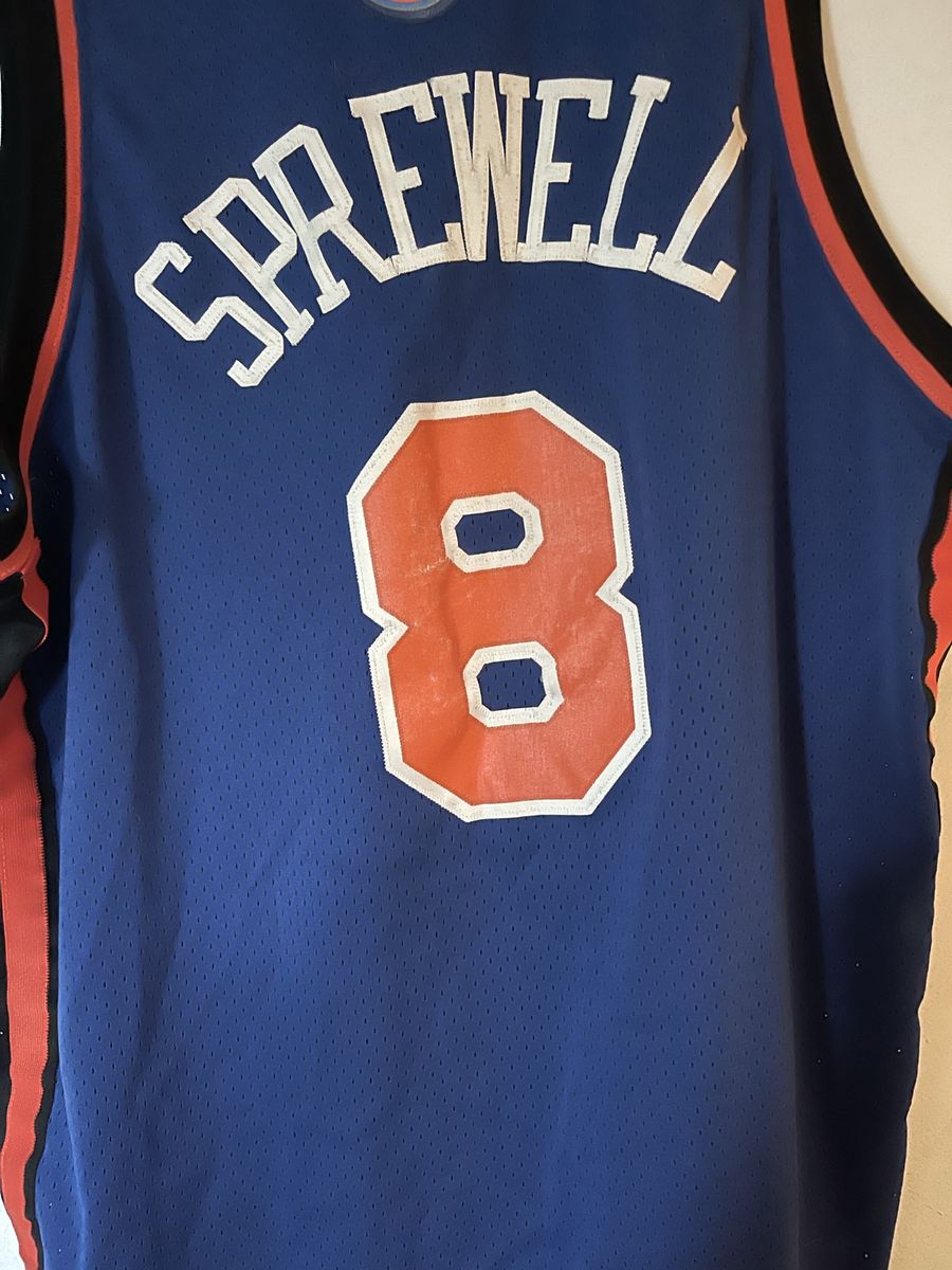 Nike Latrell Sprewell #8 New York Knicks NBA Basketball Jersey - XL Blue