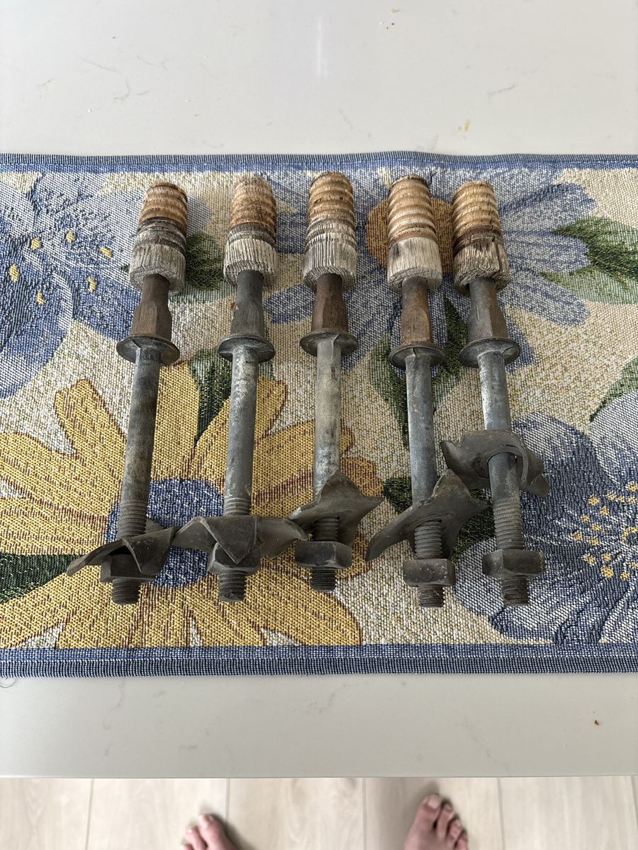 5 Vintage Glass Insulator Mounting Pins/Bolts - Heavy Duty Metal Hardware