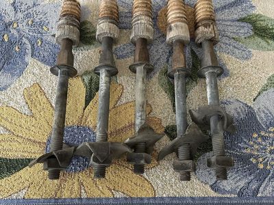 5 Vintage Glass Insulator Mounting Pins/Bolts - Heavy Duty Metal Hardware