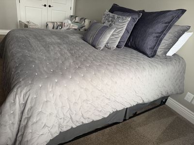 Quilted Duvet Queen Bedding Set (Blue/Gray)