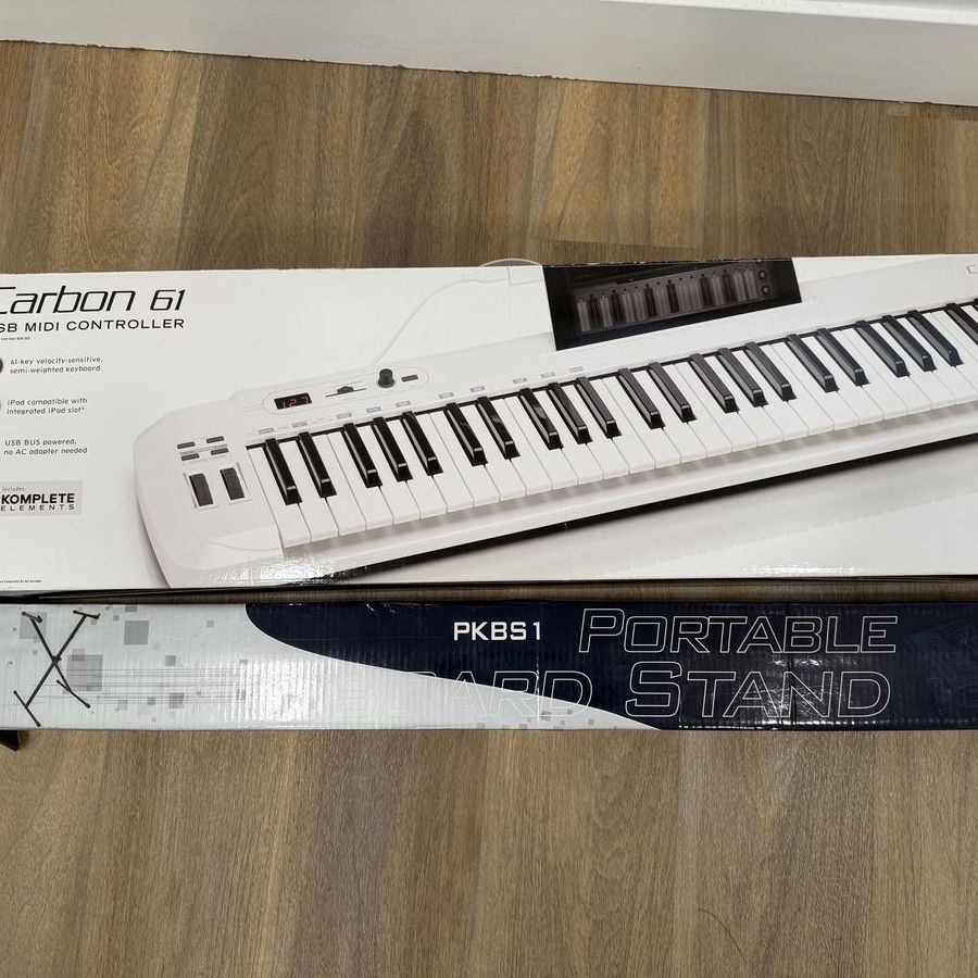 Samson Carbon 61 USB MIDI Keyboard Controller with PKBS1 Portable Keyboard Stand