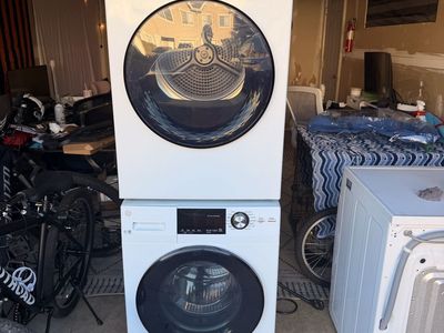 GE White Front Load Washer & Electric Dryer Set - Stackable
