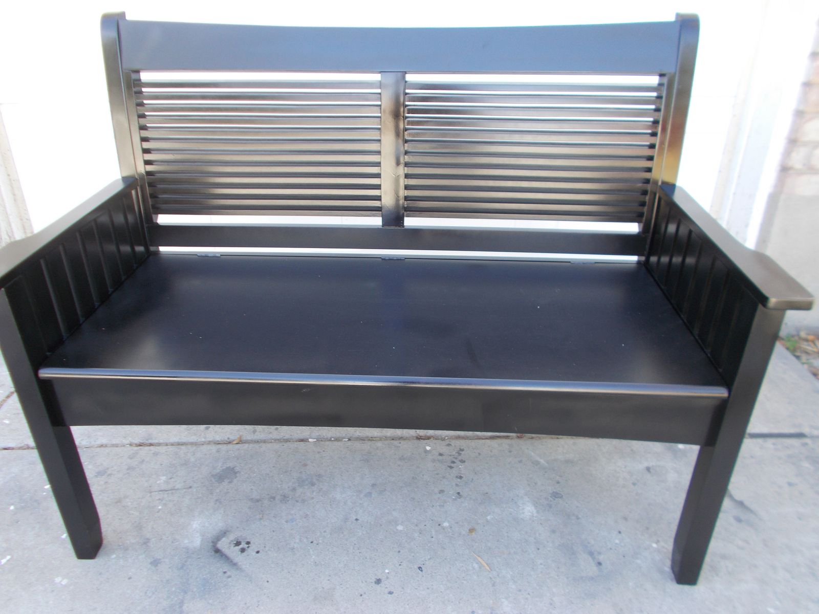 real wood black bench with storage