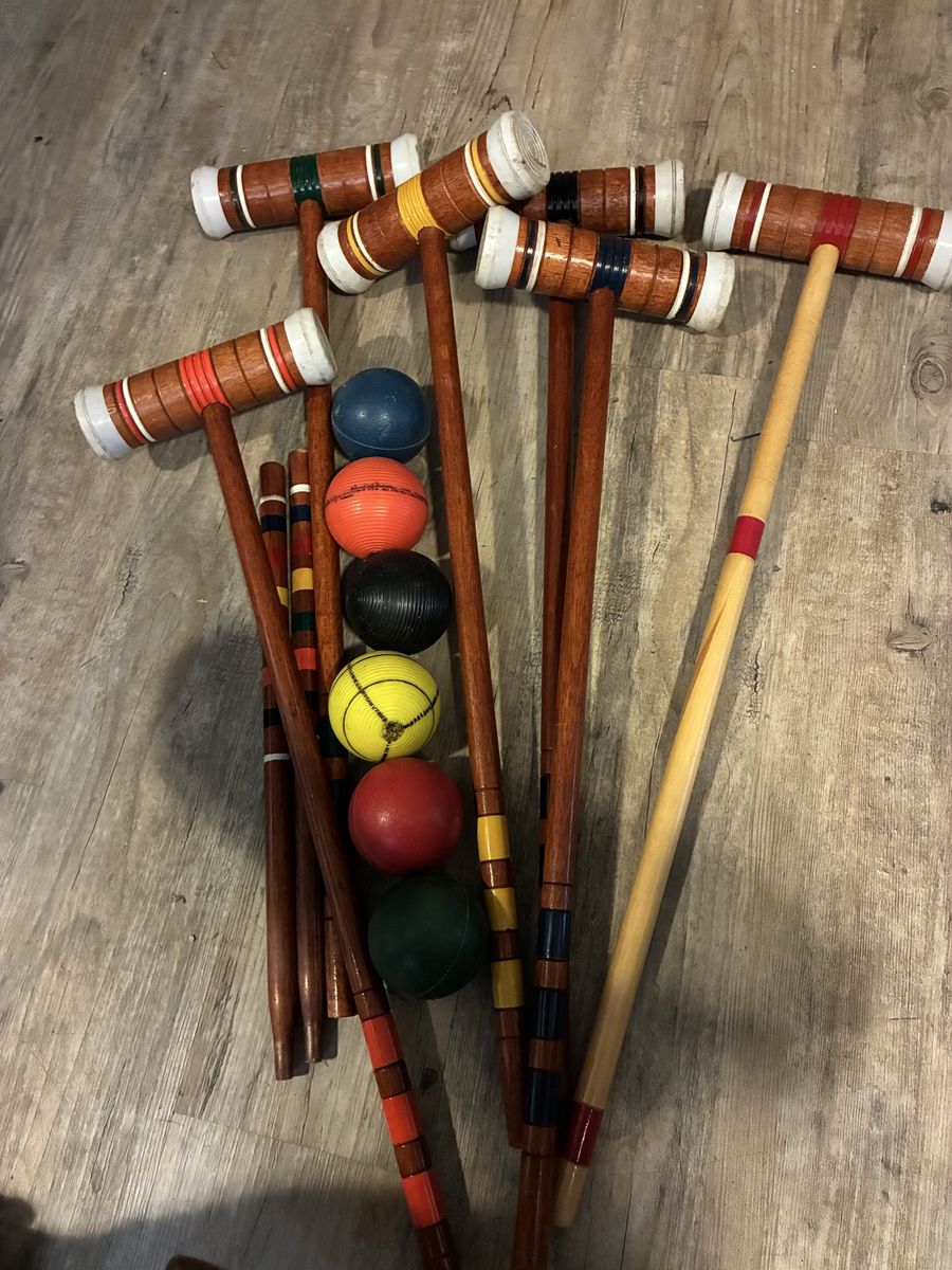Vintage Wooden Croquet Set, lawn outdoor game