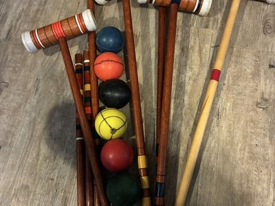 Vintage Wooden Croquet Set, lawn outdoor game