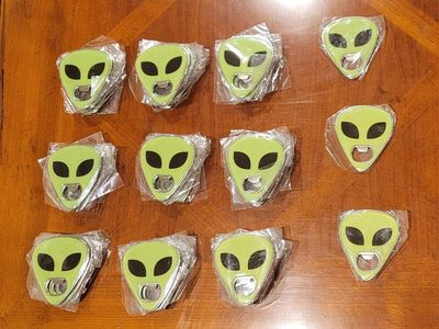 Lot of 48 New Green Alien Magnetic Bottle Openers