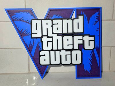 Grand Theft Auto VI (GTA 6) Logo Sign - 3D Printed Gaming Decor - Video Game Collectible