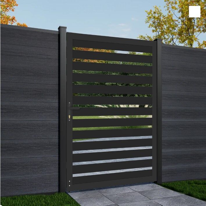 Mondaria Black Aluminum Privacy Gate 5.88ft×4ft - Rust-Proof, Low Maintenance