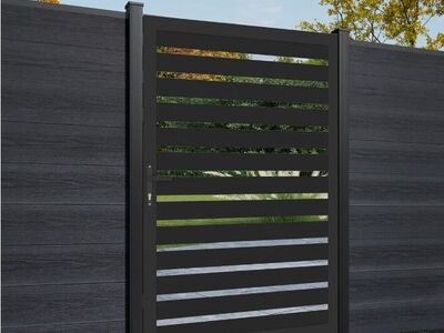 Mondaria Black Aluminum Privacy Gate 5.88ft×4ft - Rust-Proof, Low Maintenance