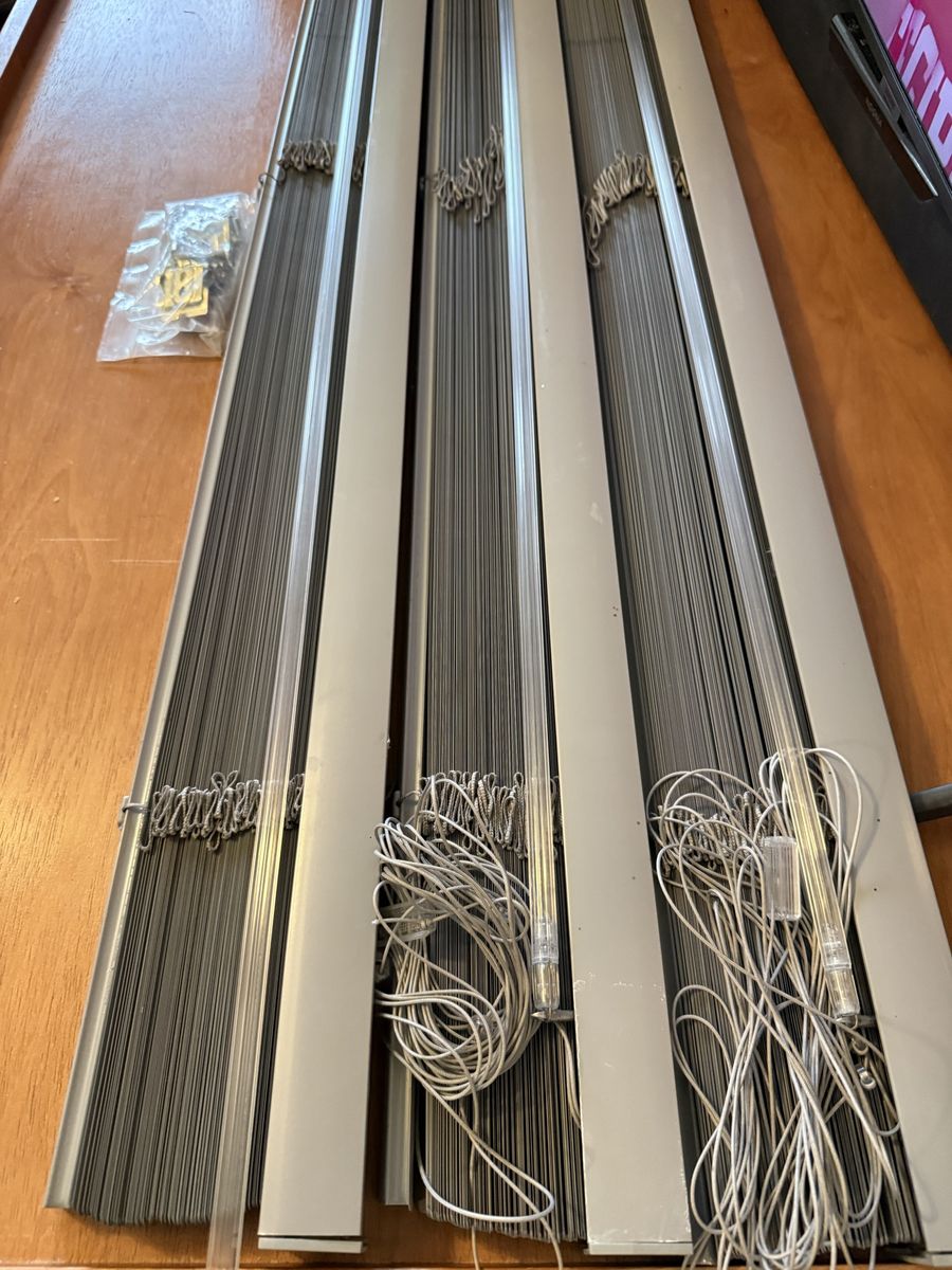 Hunter Douglas aluminum  Blinds 47 3/4 x 94”Gray, 3 Sets, very nice /Used
