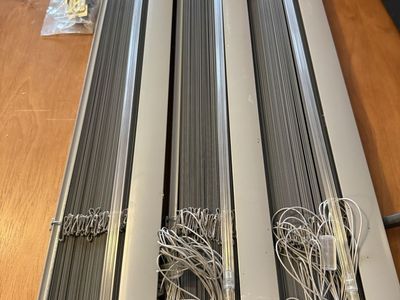 Hunter Douglas aluminum Blinds 47 3/4 x 94”Gray, 3 Sets, very nice /Used