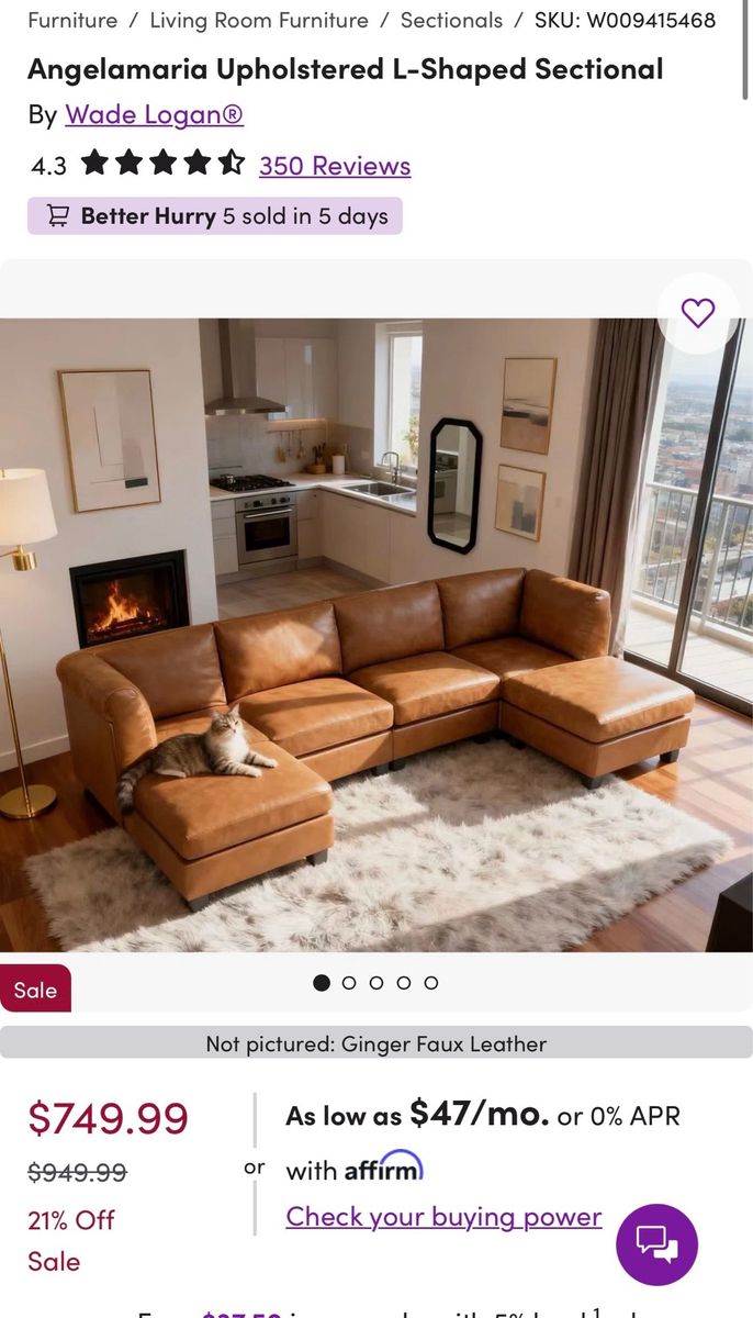 Faux Leather Sectional 