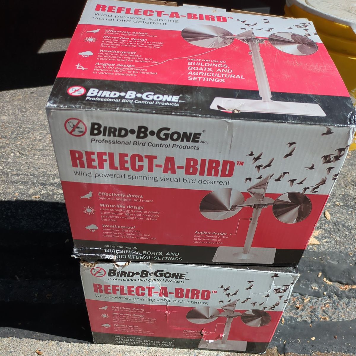 Two reflect a bird, bird deterrent.